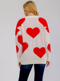 ****PLUS SIZE LONG SLEEVE HEARTS GRAPHIC PULLOVER SWEATER