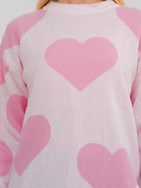 ****PLUS SIZE LONG SLEEVE HEARTS GRAPHIC PULLOVER SWEATER