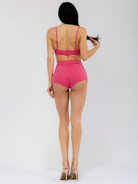 WOMEN'S SLEEVELESS BEALETTE & ELASTIC WAIST MINI SHORT FRINGE STUDS 2PC. SET