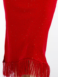 WOMEN'S SLEEVELESS V-NECK BODYCON RHINESTONES MIDI DRESS