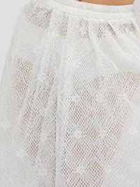 WOMEN'S ELASTIC WAIST FRONT CROCHET LACE FIT & FLARE MIDI SKIRT