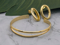 FASHION GOLD EARRINGS & BRACELET 2PC SET