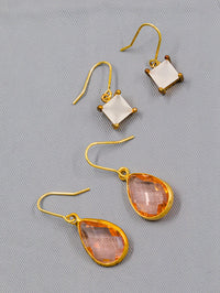 FASHION STONE ASSORTED COLORS 2 PAIR EARRINGS