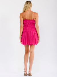 WOMEN'S SLEEVELESS RUCHED SOLID MINI DRESS
