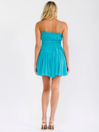 WOMEN'S SLEEVELESS RUCHED SOLID MINI DRESS