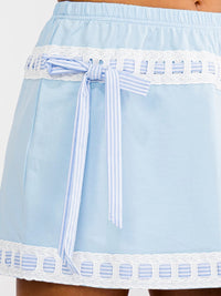 WOMEN'S ELASTIC WAIST BOWS DETAILED MINI SKIRT