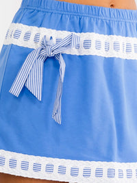 WOMEN'S ELASTIC WAIST BOWS DETAILED MINI SKIRT