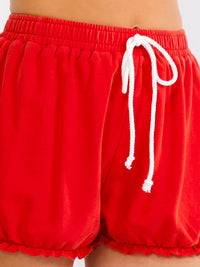 WOMEN'S ELASTIC WAIST SELF TIE MINI SHORTS