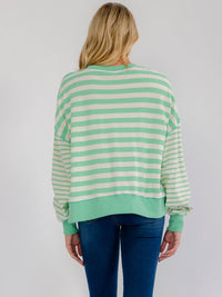 WOMEN'S LONG SLEEVE SEQUINS GRAPHIC PULLOVER STRIPES SWEATER