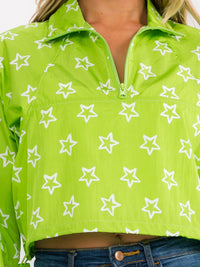 WOMEN'S LONG SLEEVE ZIP UP STARS PRINT WINDBREAKER PULLOVER JACKET