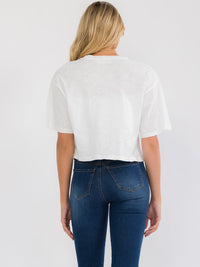 WOMEN'S SHORT SLEEVE LACE BOWS BASIC SHIRT