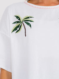 WOMEN'S SHORT SLEEVE EMBROIDERY BASIC SHIRT