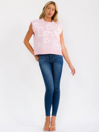 WOMEN'S SLEEVELESS HEART LOVE KNIT TOP