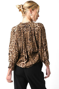 WOMEN'S LONG SLEEVE BUTTON UP ANIMAL PRINT BLOUSE
