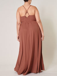 PLUS SIZE SLEEVELESS SURPLICE OPEN BACK MAXI DRESS