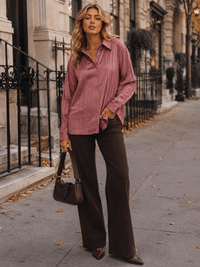 ENTRO WOMEN'S LONG SLEEVE BUTTON UP BLOUSE
