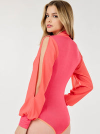 WOMEN'S LONG SLIT SLEEVE SURPLICE BODYSUIT