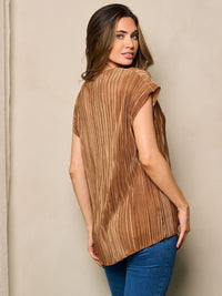 WOMEN'S SHORT SLEEVE V-NECK DETAILED BLOUSE TOP