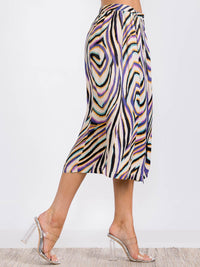WOMEN'S BUTTON UP MULTI PRINT MIDI SKIRT