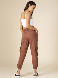 WOMEN'S POCKETS DETAILED SELF TIE JOGGER PANTS