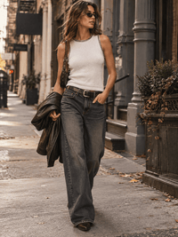 WOMEN'S SLEEVELESS MOCK NECK CHAIN TRIM KNIT TOP