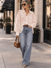 WOMEN'S LONG SLEEVE BUTTON UP TIE DYE DETAILED SHIRT