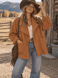 WOMEN'S LONG SLEEVE ZIPPER CLOSURE FRONT POCKETS JACKET