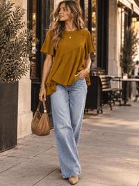 ENTRO WOMEN'S SHORT SLEEVE TUNIC PEPLUM BLOUSE