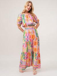 WOMEN'S SHORT SLEEVE MULTI COLOR BLOUSE