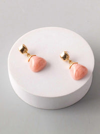 FASHION ASSORTED COLORS HANGING MARBLE EARRINGS
