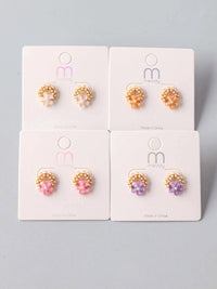 FASHION ASSORTED COLORS FLOWER EARRINGS