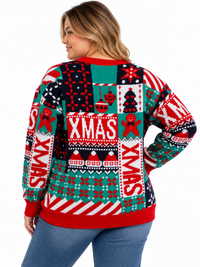 PLUS SIZE LONG SLEEVE XMAS HOLIDAY GRAPHIC PULLOVER SWEATER