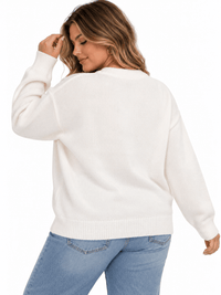 PLUS SIZE LONG SLEEVE HEARTS PRINT PULLOVER SWEATER