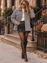 WOMEN'S LONG SLEEVE BUTTON CLOSURE FRONT POCKETS COAT