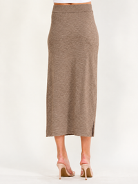 WOMEN'S ELASTIC WAIST SIDE SLIT MAXI SKIRT