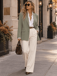 ENTRO WOMEN'S LONG SLEEVE BUTTON CLOSURE FRONT POCKETS BLAZER
