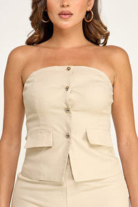 WOMEN'S SLEEVELESS BUTTON UP TOP & ZIP UP MINI SHORTS 2PC. SET