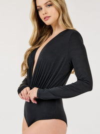 WOMEN'S LONG SLEEVE V-NECK SURPLICE BODYSUIT
