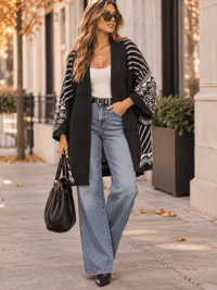WOMEN'S SHORT SLEEVE OPEN FRONT COLORBLOCK KNIT CARDIGAN
