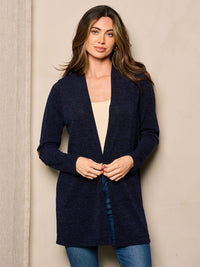 WOMEN'S LONG SLEEVE OPEN FRONT ELBOW PATCH CARDIGAN