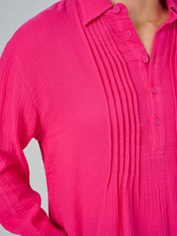 WOMEN'S LONG SLEEVE BUTTON UP TUNIC BLOUSE