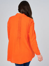 WOMEN'S LONG SLEEVE BUTTON UP TUNIC BLOUSE