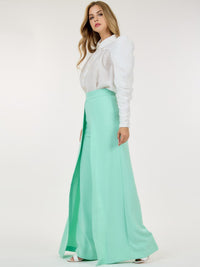 WOMEN'S ZIP UP PLEATED FRONT WIDE LEG PANTS