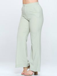 PLUS SIZE BUTTON CLOSURE POCKETS WIDE LEG PANTS