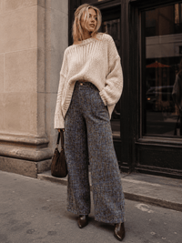 WOMEN'S BUTTON CLOSURE FRONT POCKETS WIDE LEG PANTS