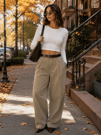ENTRO WOMEN'S LONG SLEEVE BASIC CROP TOP