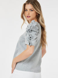 WOMEN'S SHORT PUFF SLEEVE DETAILED BLOUSE