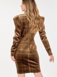 WOMEN'S LONG SLEEVE V-NECK DETAILED BODYCON MINI DRESS