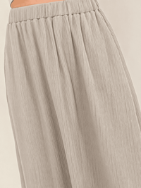 WOMEN'S ELASTIC WAIST POCKETS PLEATED MIDI SKIRT
