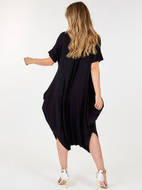 WOMEN'S SHORT SLEEVE V-NECK LOOSE FIT JUMPSUIT